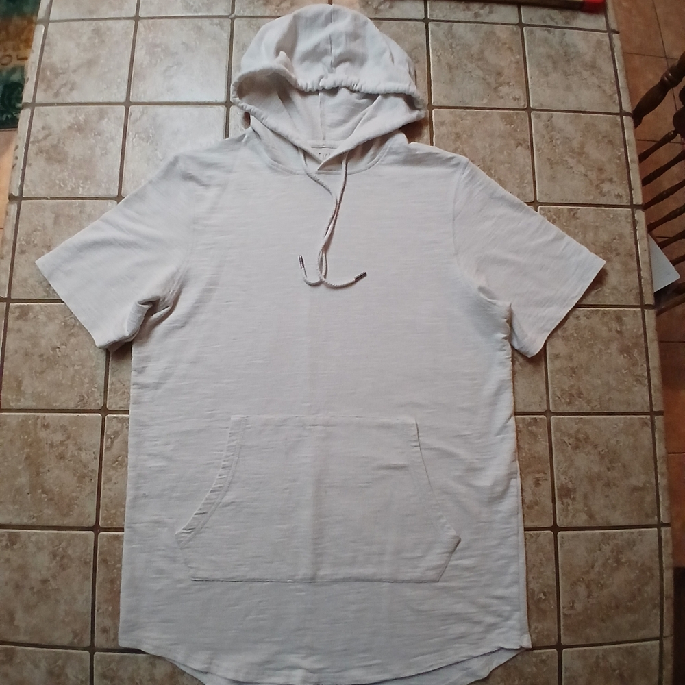 #0148 Mens GEORGE Gray Short Sleeve Pull Over Hoodie Size Medium
